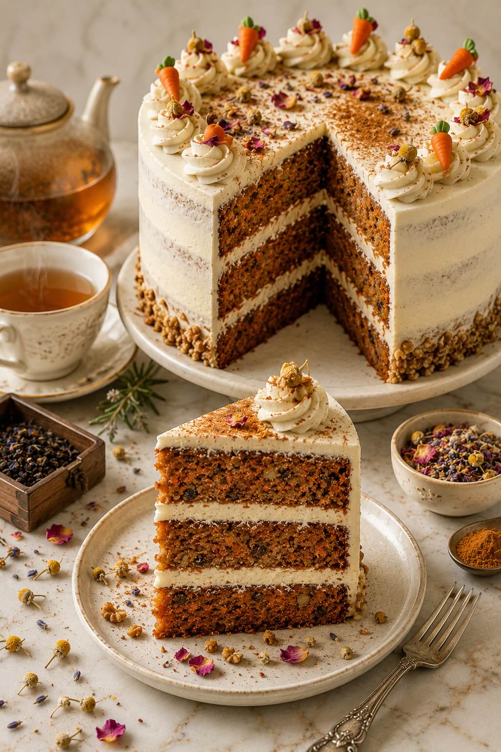 Spiced carrot cake with cream cheese frosting