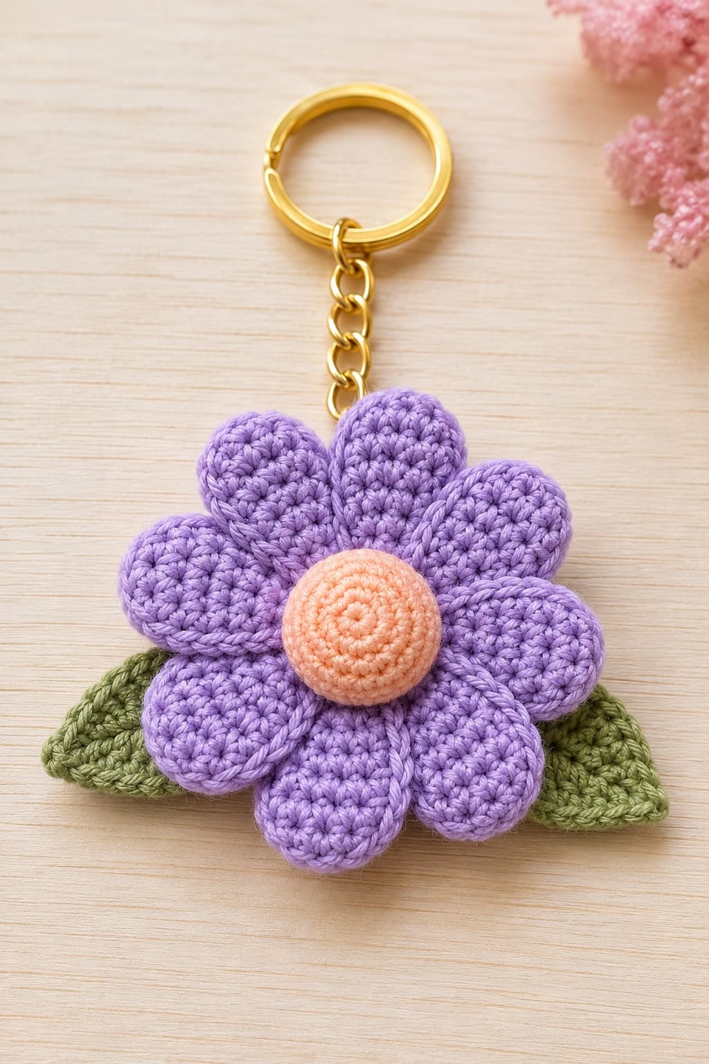Handmade wool crochet key chains