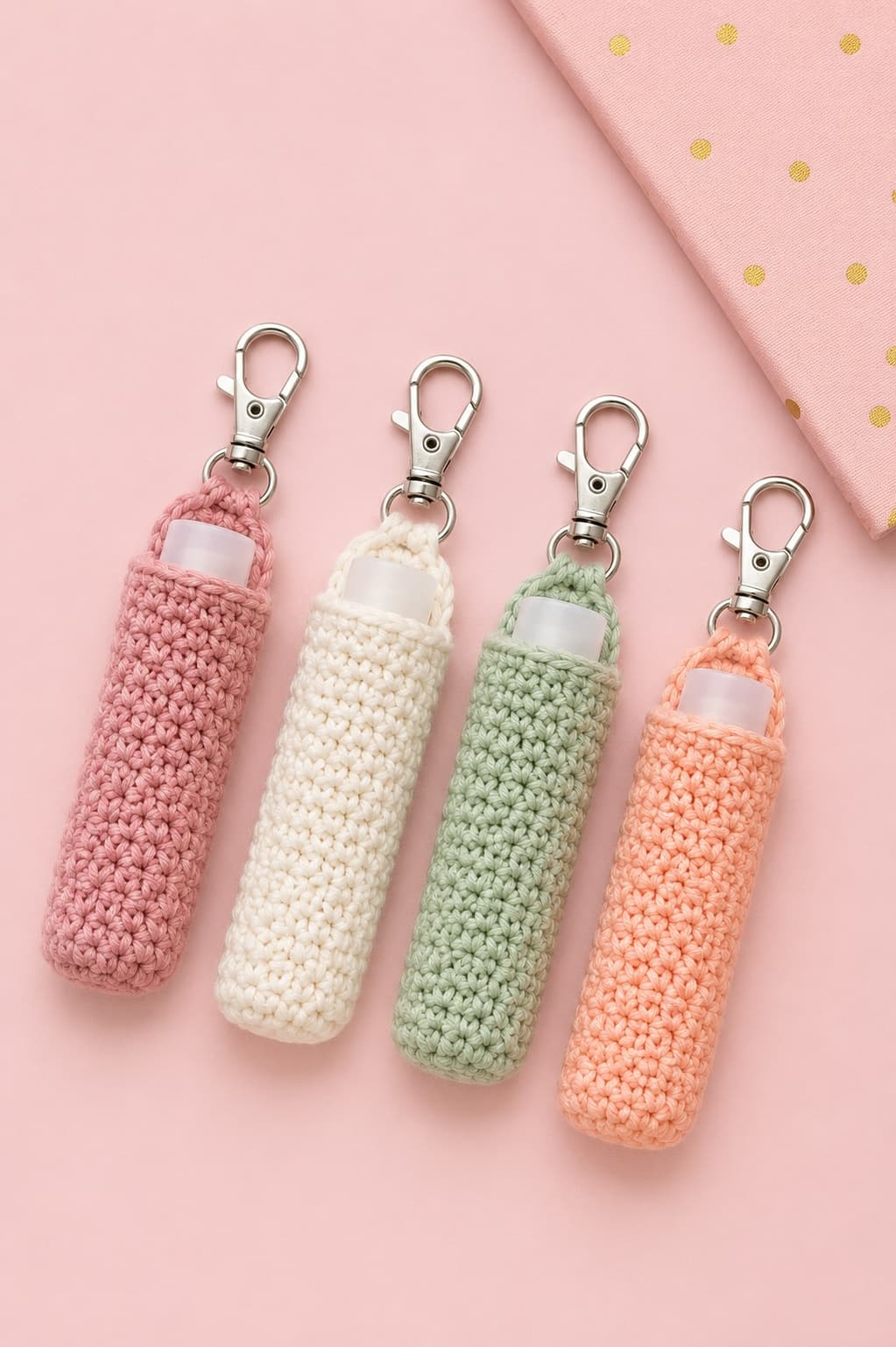 Handmade wool crochet lip balm case