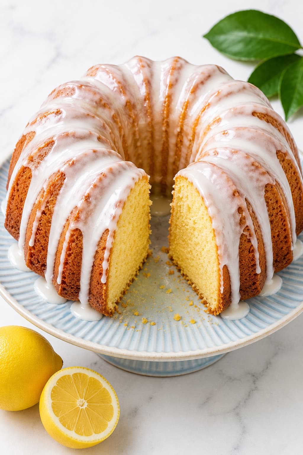 Lemon loaf cake with lemon curd drizzle