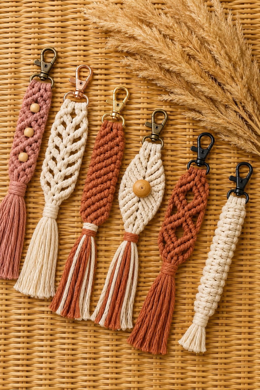 Handmade macrame cord key chain