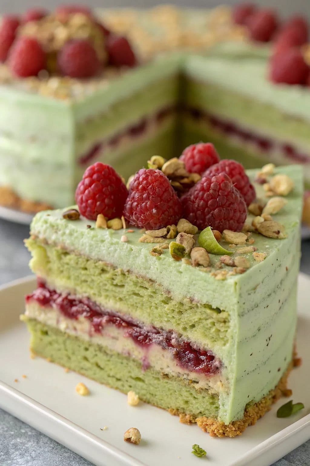 Pistachio cake with pistachio buttercream