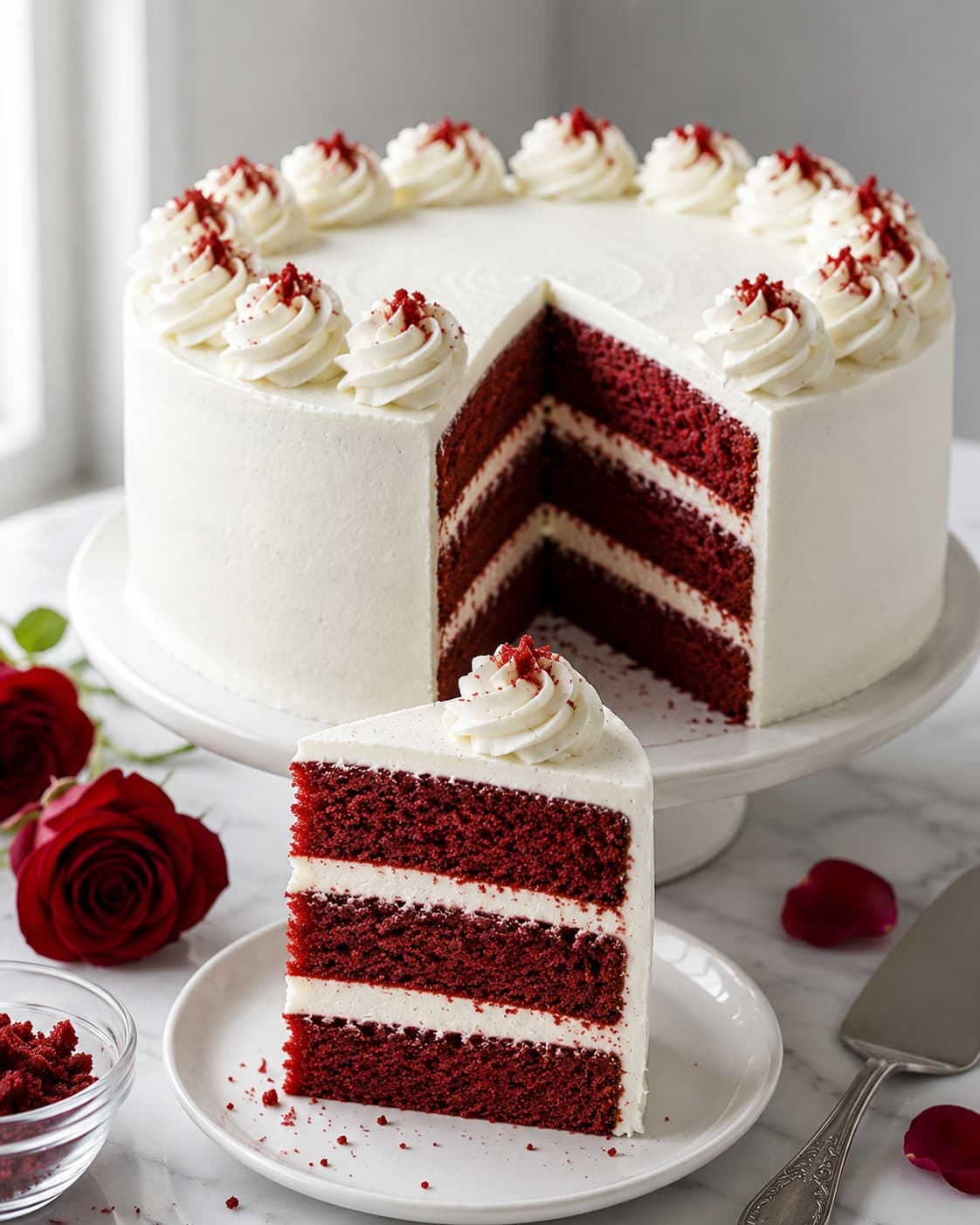 Red velvet cake with cream cheese frosting